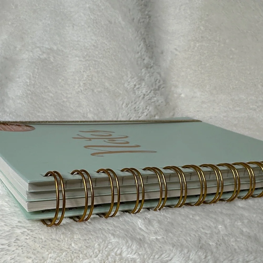 Notes Green & Gold Spiral Journal Doodle Sketch Notebook NWT lines dots blank